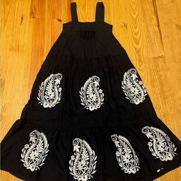 Anthropologie Felicity Embroidered Maxi Dress Women’s Size Small Black/Ivory - Picture 14 of 14